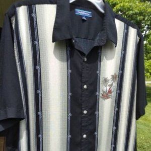 Croft & Barrow Black Rayon Hawaiian Look Short Sleeve Button Down Shirt Size XL